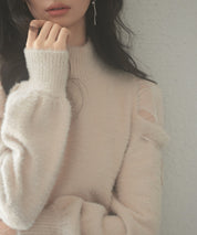 オープンショルダーシャギーニットプルオーバーsdp8022 ベージュ