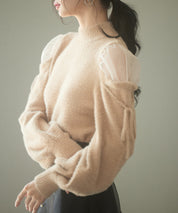 オープンショルダーシャギーニットプルオーバーsdp8022 ブラウン