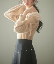 オープンショルダーシャギーニットプルオーバーsdp8022 ブラウン