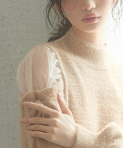 オープンショルダーシャギーニットプルオーバーsdp8022 ブラウン