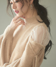 オープンショルダーシャギーニットプルオーバーsdp8022 ブラウン