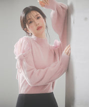 オープンショルダーシャギーニットプルオーバーsdp8022 ピンク