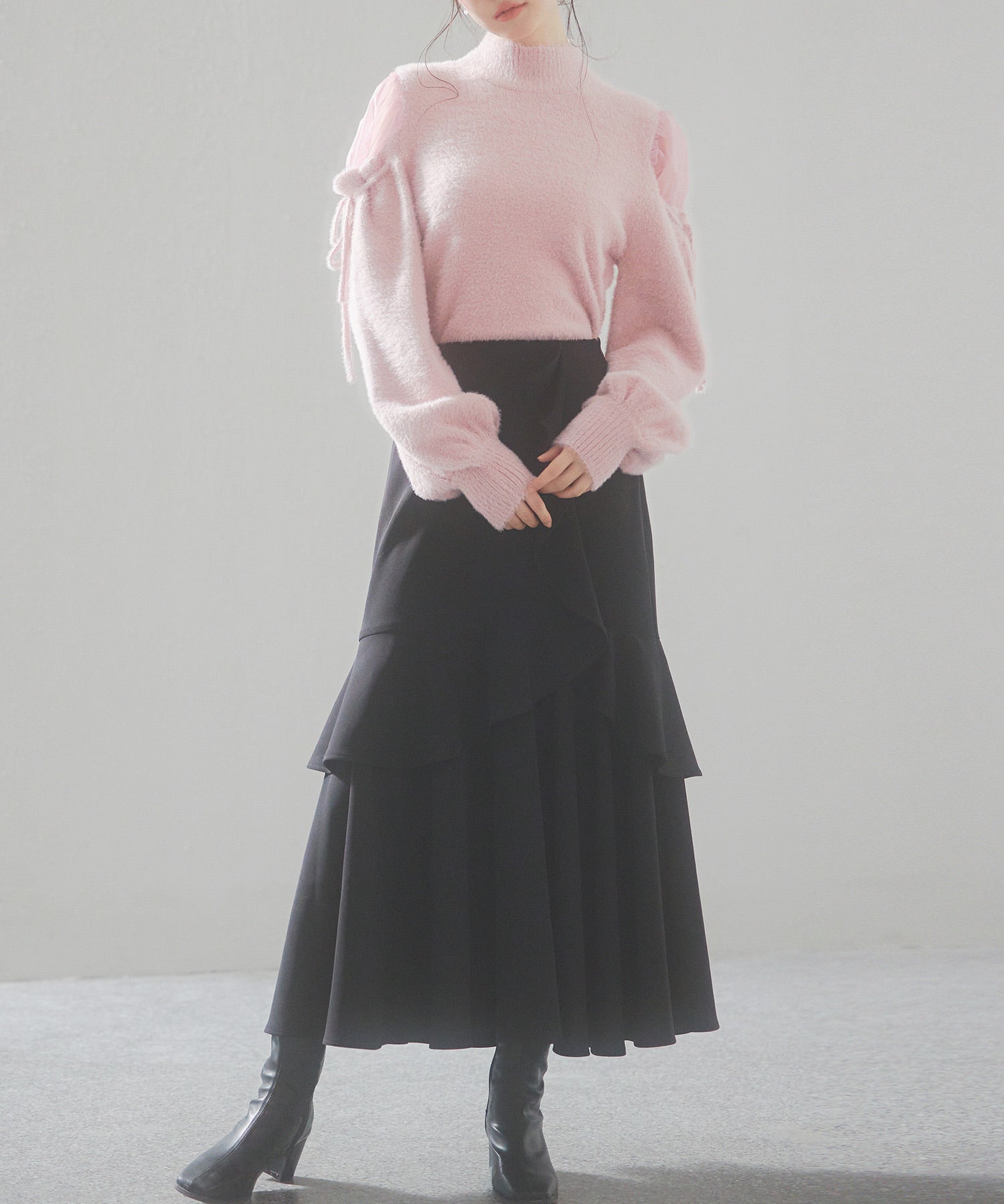 オープンショルダーシャギーニットプルオーバーsdp8022 ピンク