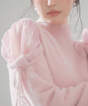 オープンショルダーシャギーニットプルオーバーsdp8022 ピンク