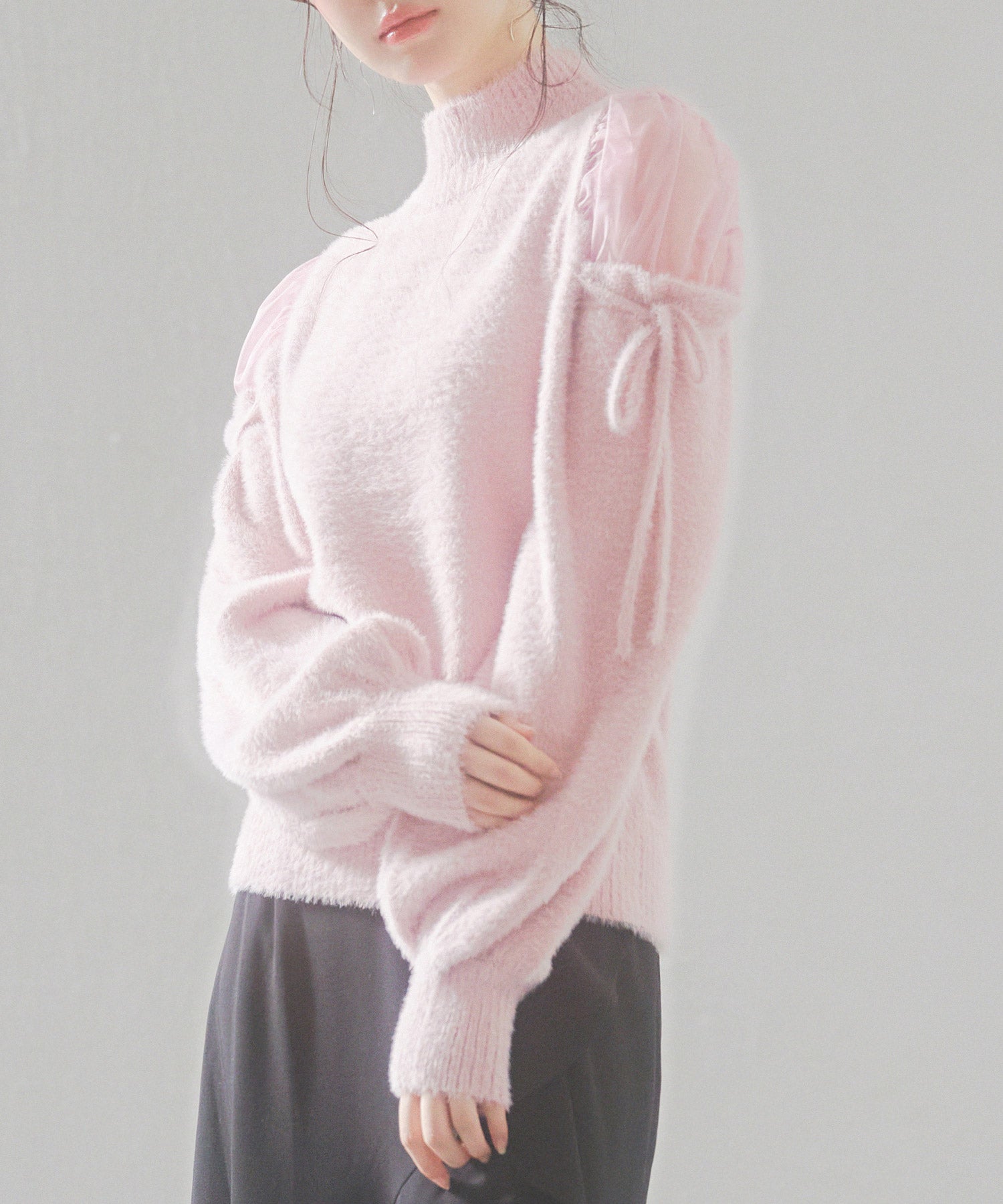 オープンショルダーシャギーニットプルオーバーsdp8022 ピンク