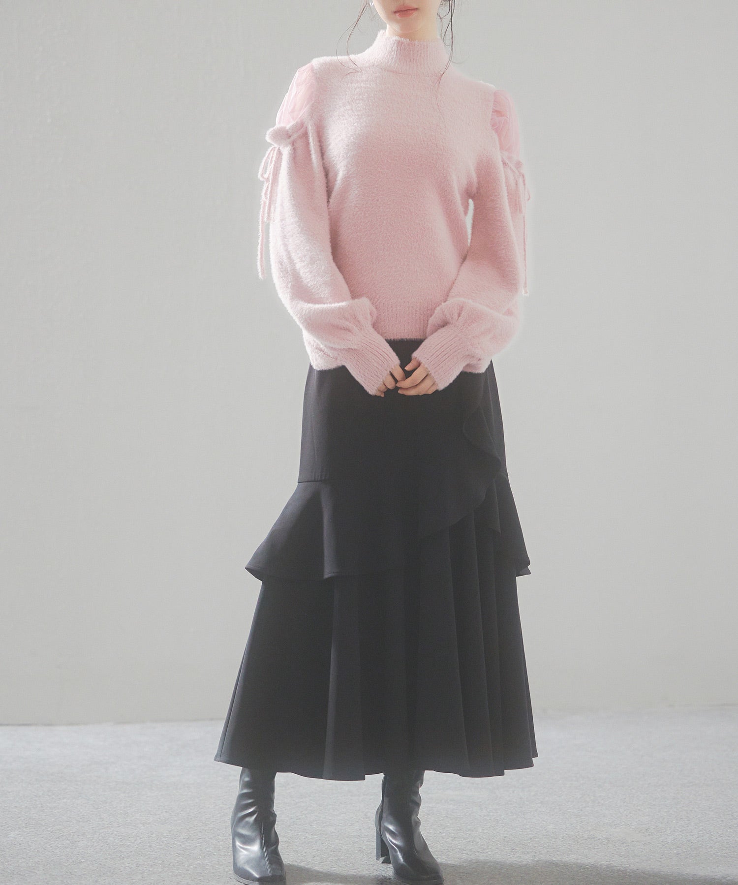 オープンショルダーシャギーニットプルオーバーsdp8022 ピンク