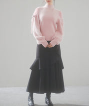 オープンショルダーシャギーニットプルオーバーsdp8022 ピンク