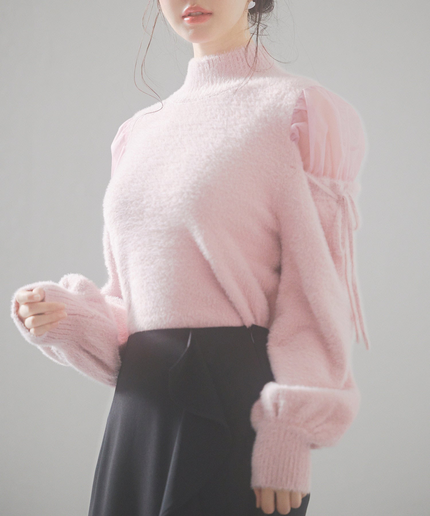 オープンショルダーシャギーニットプルオーバーsdp8022 ピンク