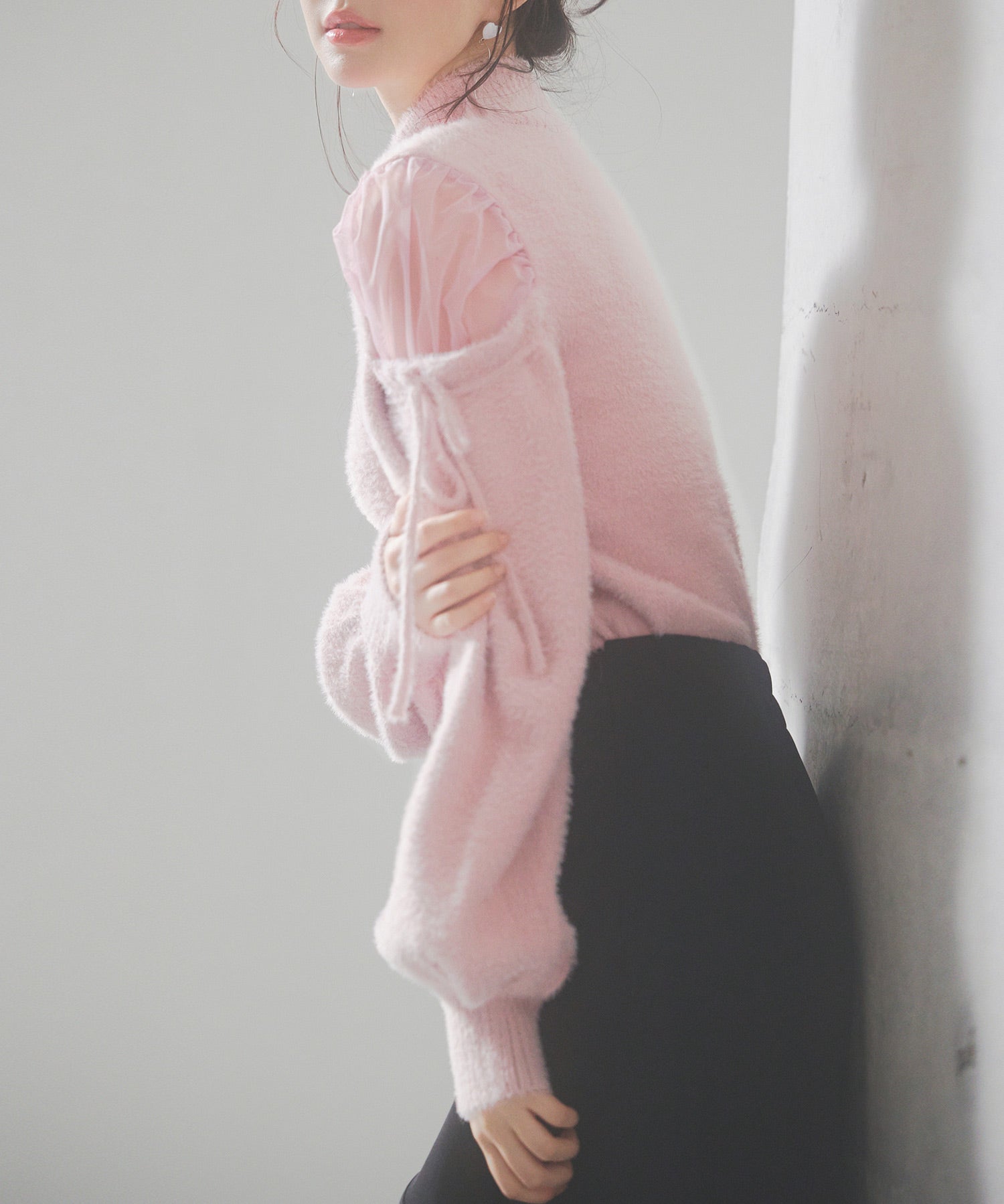 オープンショルダーシャギーニットプルオーバーsdp8022 ピンク