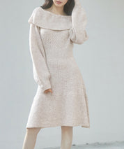 2wayネック膝上丈ニットワンピースsdp8025 オートミール