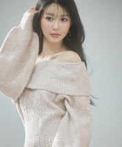 2wayネック膝上丈ニットワンピースsdp8025 オートミール