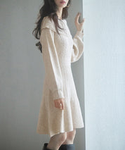 2wayネック膝上丈ニットワンピースsdp8025 ベージュ