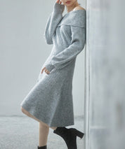 2wayネック膝上丈ニットワンピースsdp8025 グレー