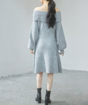 2wayネック膝上丈ニットワンピースsdp8025 グレー