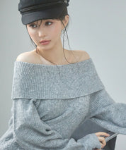 2wayネック膝上丈ニットワンピースsdp8025 グレー