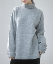 体型カバーハイネックニットプルオーバーsdp8026 グレー