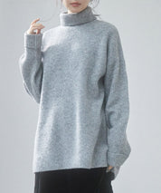 体型カバーハイネックニットプルオーバーsdp8026 グレー