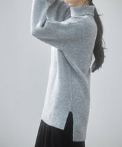 体型カバーハイネックニットプルオーバーsdp8026 グレー