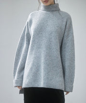 体型カバーハイネックニットプルオーバーsdp8026 グレー