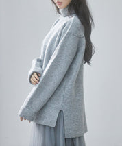 体型カバーハイネックニットプルオーバーsdp8026 グレー