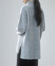 体型カバーハイネックニットプルオーバーsdp8026 グレー