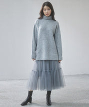 体型カバーハイネックニットプルオーバーsdp8026 グレー