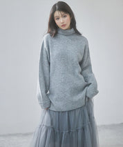 体型カバーハイネックニットプルオーバーsdp8026 グレー