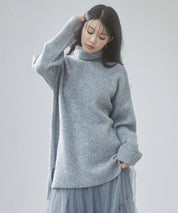 体型カバーハイネックニットプルオーバーsdp8026 グレー