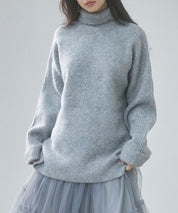 体型カバーハイネックニットプルオーバーsdp8026 グレー