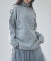 体型カバーハイネックニットプルオーバーsdp8026 グレー