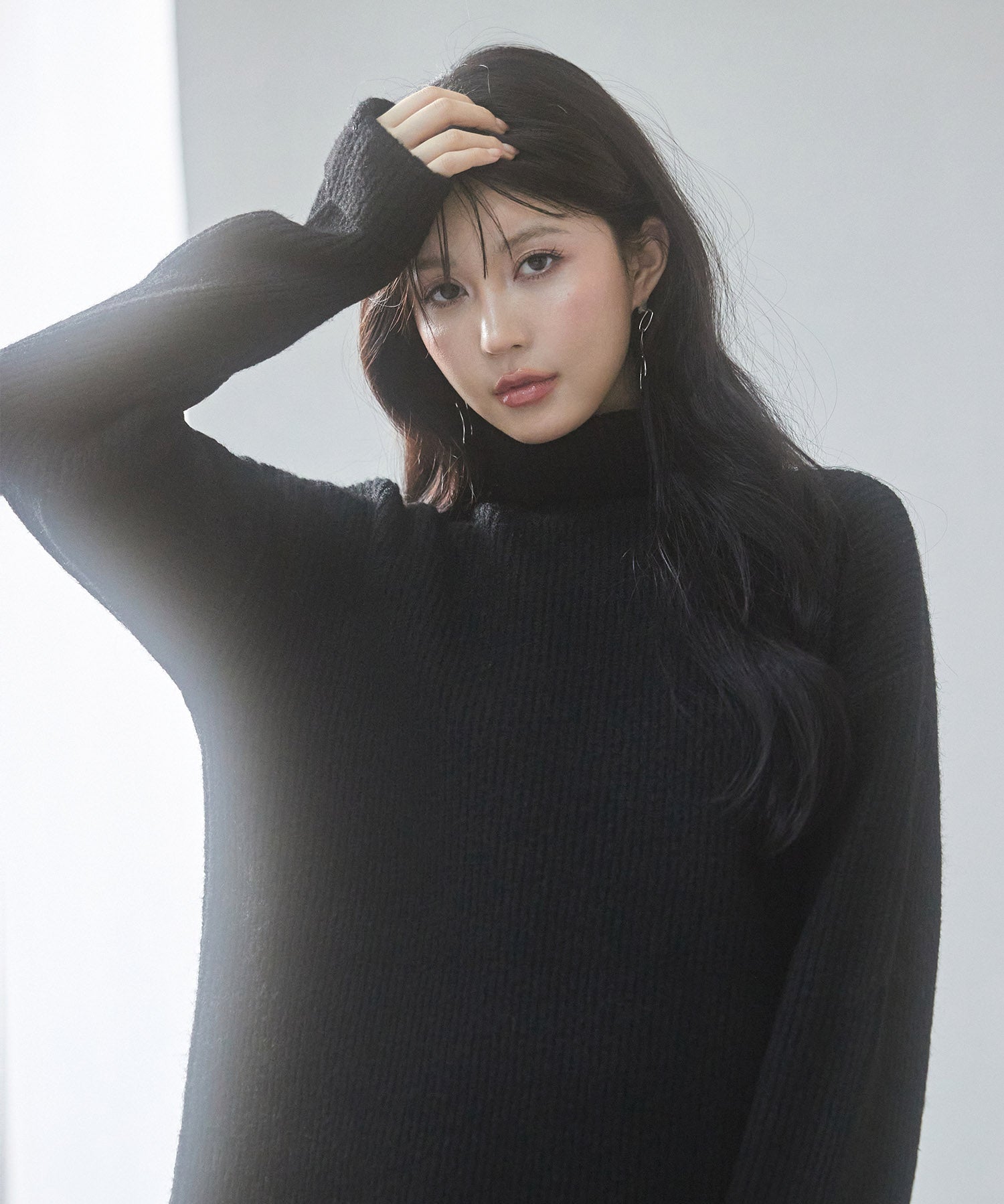 体型カバーハイネックニットプルオーバーsdp8026 ブラック