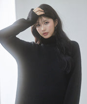 体型カバーハイネックニットプルオーバーsdp8026 ブラック