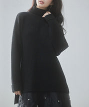 体型カバーハイネックニットプルオーバーsdp8026 ブラック