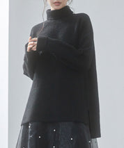 体型カバーハイネックニットプルオーバーsdp8026 ブラック