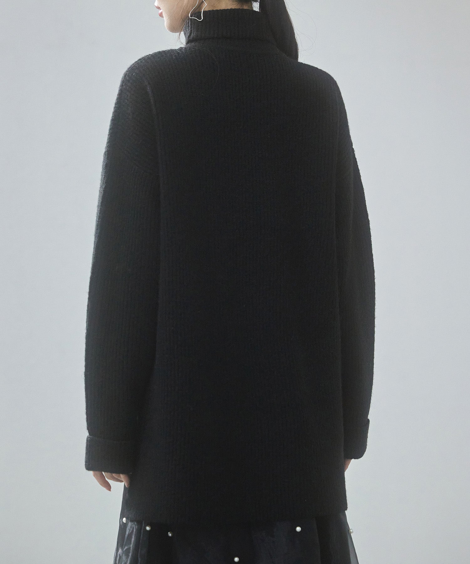 体型カバーハイネックニットプルオーバーsdp8026 ブラック