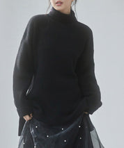 体型カバーハイネックニットプルオーバーsdp8026 ブラック