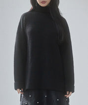 体型カバーハイネックニットプルオーバーsdp8026 ブラック