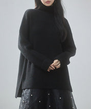 体型カバーハイネックニットプルオーバーsdp8026 ブラック