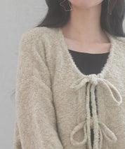 フロントリボンドロップショルダーニットカーディガンsdp8027 オートミール