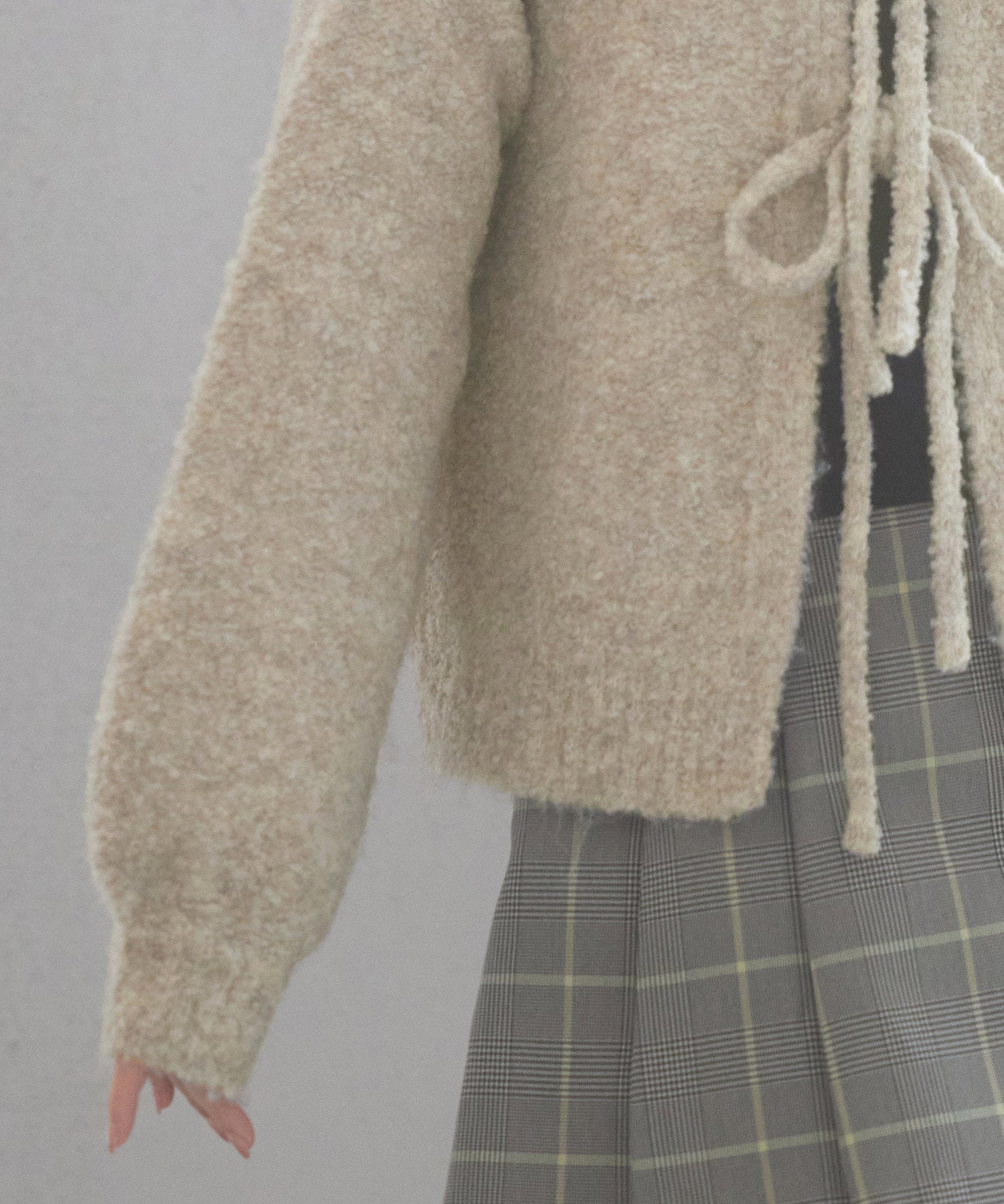 フロントリボンドロップショルダーニットカーディガンsdp8027 オートミール