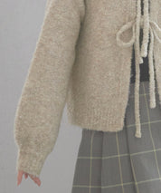 フロントリボンドロップショルダーニットカーディガンsdp8027 オートミール