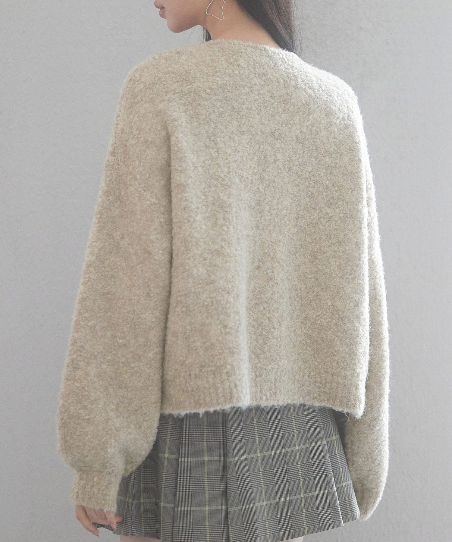 フロントリボンドロップショルダーニットカーディガンsdp8027 オートミール