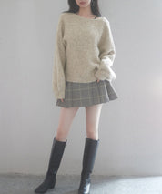 フロントリボンドロップショルダーニットカーディガンsdp8027 オートミール