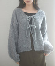 フロントリボンドロップショルダーニットカーディガンsdp8027 グレー