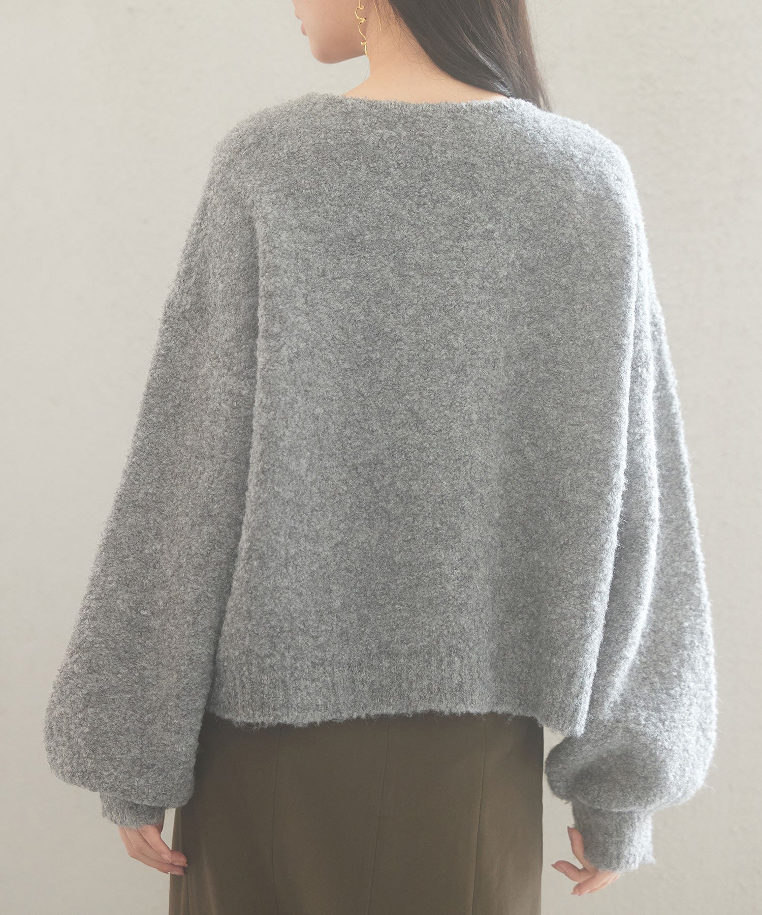 フロントリボンドロップショルダーニットカーディガンsdp8027 グレー