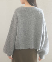 フロントリボンドロップショルダーニットカーディガンsdp8027 グレー