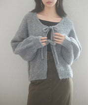 フロントリボンドロップショルダーニットカーディガンsdp8027 グレー