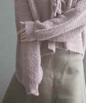 フロントリボンドロップショルダーニットカーディガンsdp8027 ピンク