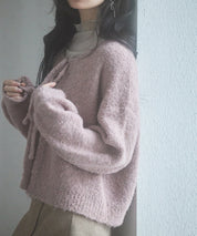 フロントリボンドロップショルダーニットカーディガンsdp8027 ピンク