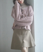 フロントリボンドロップショルダーニットカーディガンsdp8027 ピンク